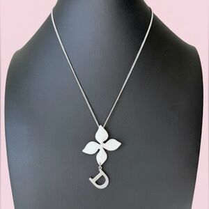 Christian Dior Flower “D” Crystal Pendant Necklace - Vintage